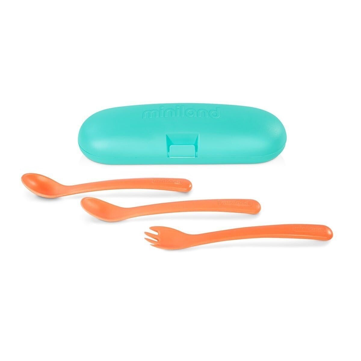 Miniland Baby: BESTECK orange, mediterrane Kollektion, verpackt, spülmaschinenfest, BPA frei. Hergestellt in Spanien.