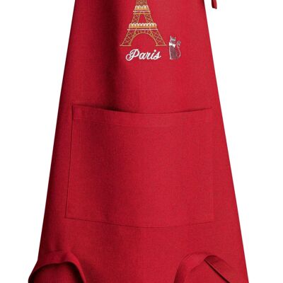 Grembiule da cucina riciclato Torre Eiffel con tasca Rosso 85 x 72