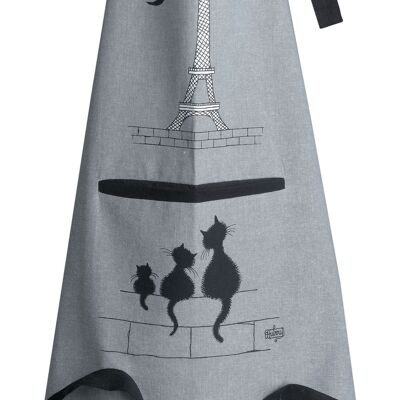 Dubout Delantal de Cocina Gatos Eiffel Gris 72 x 85