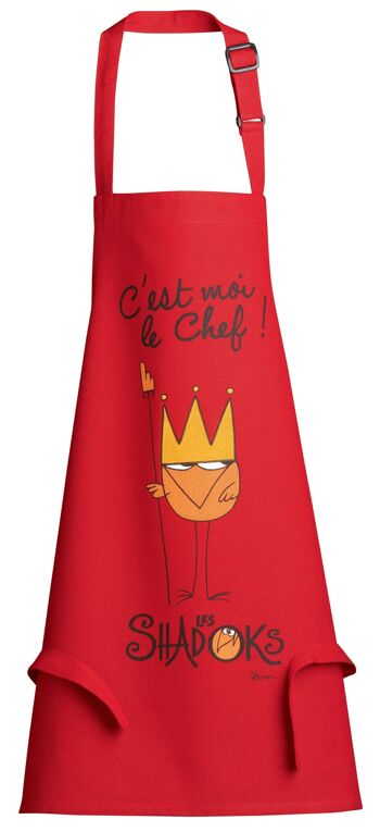 Tablier de cuisine enfant Shadok Roi Chef recyclé Rouge 52 x 63