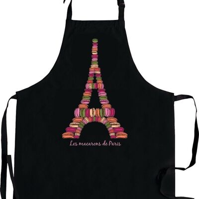 Grembiule da cucina riciclato Macarons de Paris Nero 72 x 90