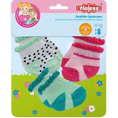 Doll sock set "dots, mint and pink", 3 pairs, size. 35-45 cm