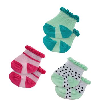 Ensemble de chaussettes de poupée "dots, menthe et rose", 3 paires, taille. 35-45cm 2