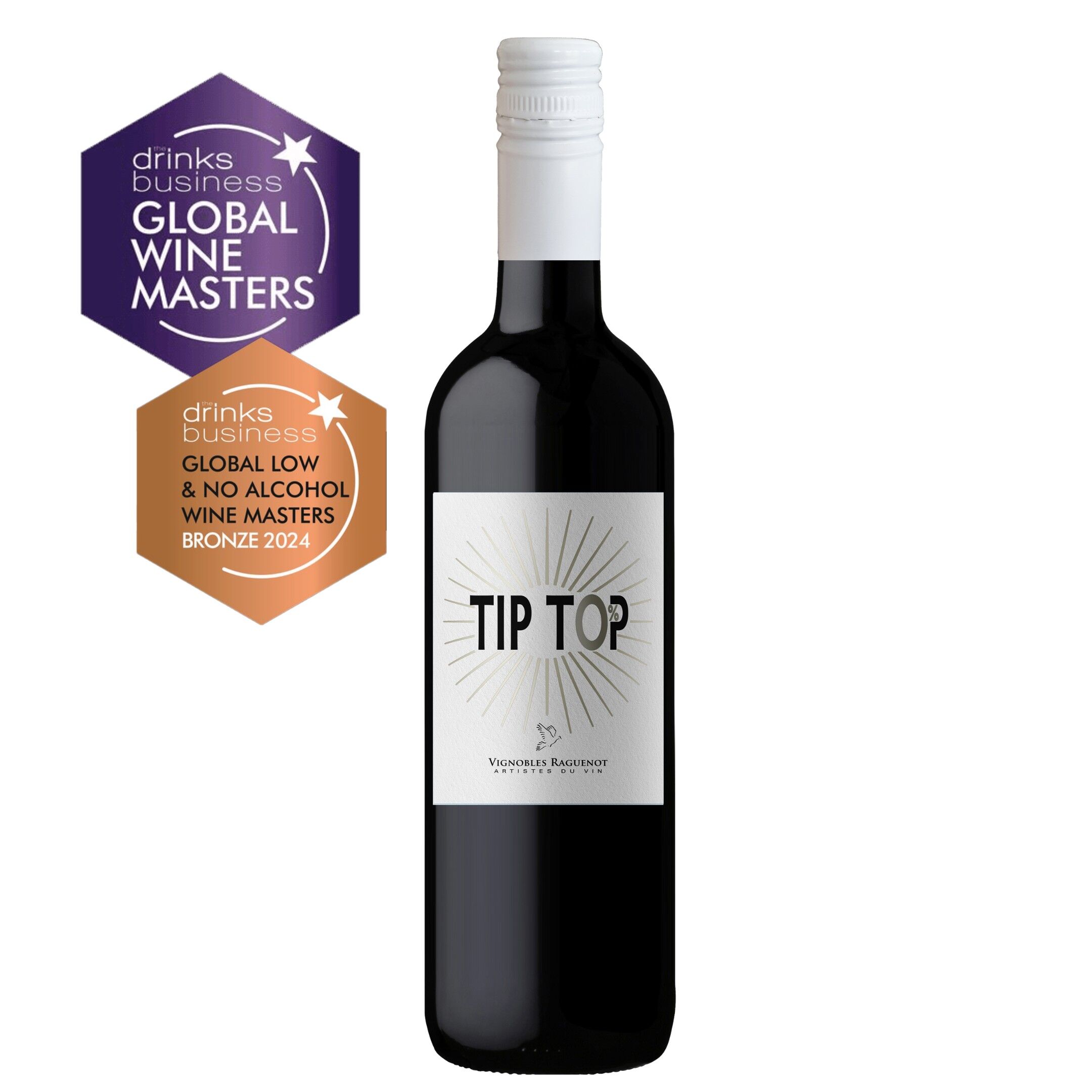 TIP TOP ROUGE, Vin désalcoolisé, Zéro alcool, Merlot, Cabernet Sauvignon, 750ml