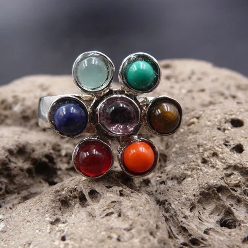 Anello Chakra - Anello Fiore della Vita 7 Chakra Equilibrio interiore