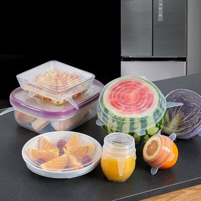 CouvTout - Pack of 6 expandable and airtight silicone lids