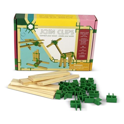 JOIN CLIPS: BASIC SET - MINI EDITION 56 clips / 10 wooden planks