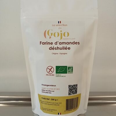 Certified organic and gluten-free deoiled almond flour