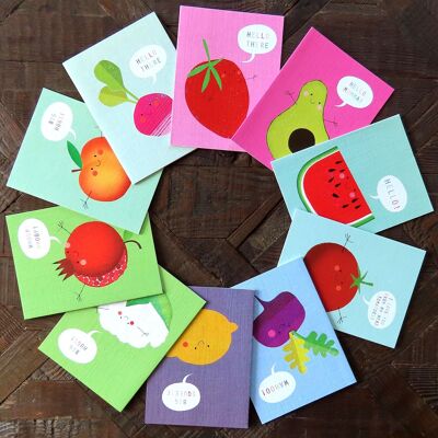 TBX08 Boîte de cartes de mini fruits et légumes mélangés