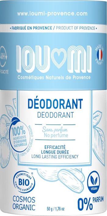 Déodorant stick efficace 48h certifié bio peaux sensibles  sans parfum 1
