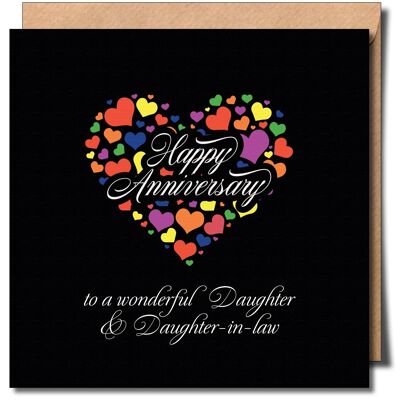 Happy Anniversary to a Wonderful Daughter and Daughter-in-law Lgbtq+ Anniversary Card.