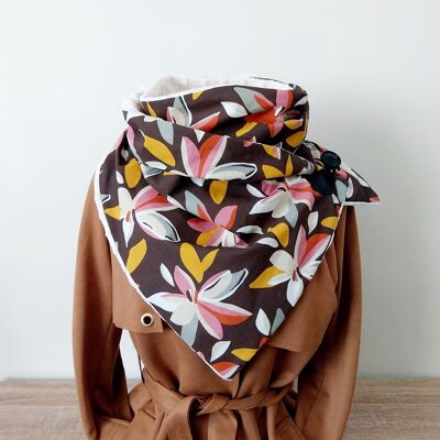 Scarf, collar, stole, neck warmer, snood, petals on a dark brown background women's scarf