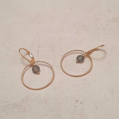 Boucles d'Oreilles Krahô Labradorite Argent 925 Doré