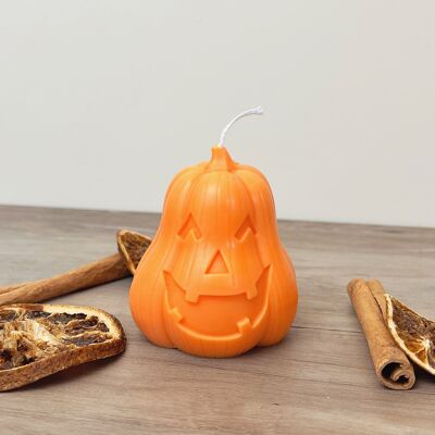 Vela De Calabaza Tallada - Velas De Decoración De Halloween Naranja