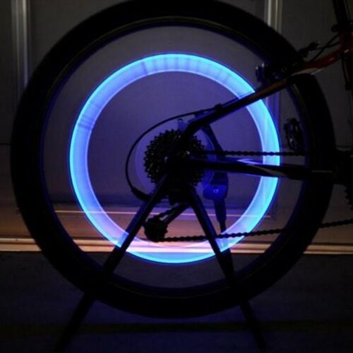 2 x Led Bicycle Wheel - Lot de 2 Valves à LED Bleu Pour Roues de Vélo / Moto / Voiture