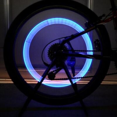 2 x Led Bicycle Wheel - Set of 2 Blue LED Valves for Bicycle / Motorcycle / Car Wheels