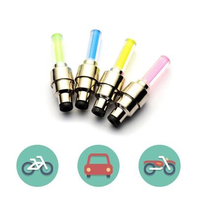2 x Rueda de bicicleta LED - Juego de 2 válvulas LED azules para ruedas de bicicleta / motocicleta / automóvil