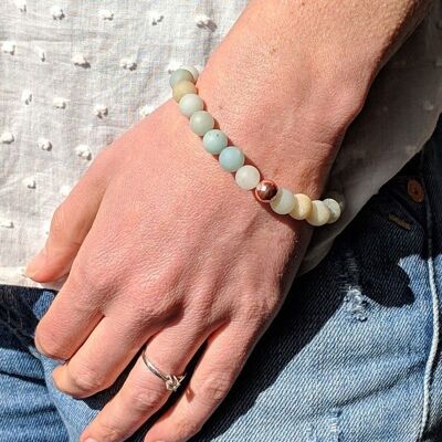 Amazonite Bracelet - Bracelet de Méditation avec Perles Amazonite