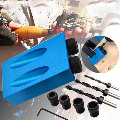 Angle Drilling - 15 Degree Angle Drilling Kit for Wood with Jig Guide Drill Bits and Holes 6/8/10 mm