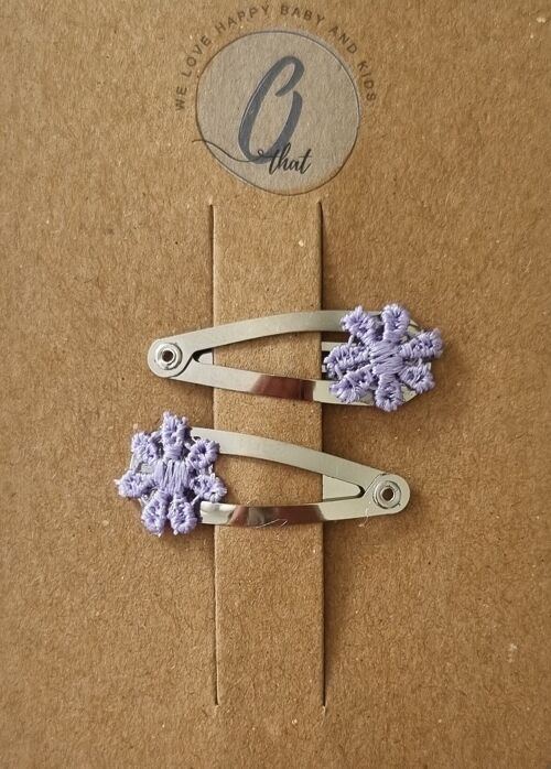 Baby hair clip lace mini flower purple