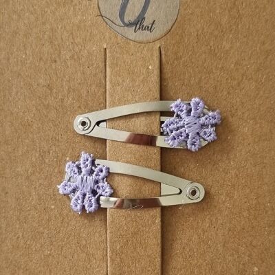 Baby hair clip lace mini flower purple
