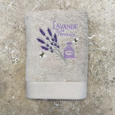 BATH TOWEL Embroidered COUNTRYSIDE AND LAVENDER 50X100 SAND