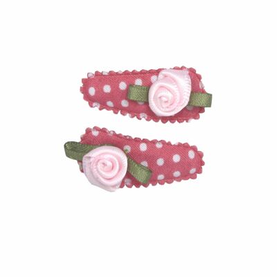 Baby-Haarspange Punktmelone mit hellrosa Rose