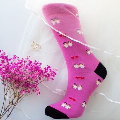 Pink bride and bride socks