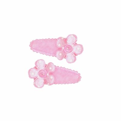 Pince à cheveux bébé fleur rose/perle