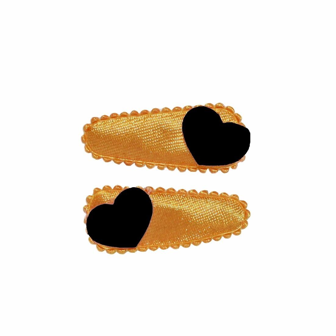 Fermacapelli per bebè giallo fluo con cuore nero