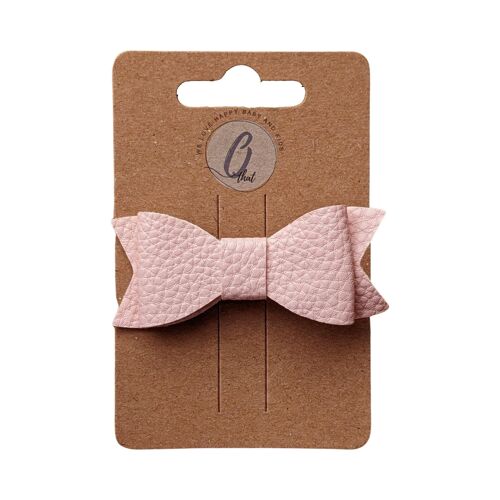 Alligator clip bow leather look peach