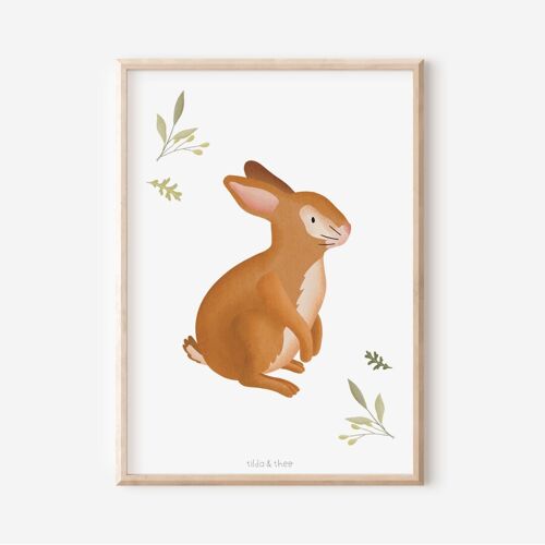 Poster Hase Kinderzimmer - Kinderposter Baby Tiere Kaninchen