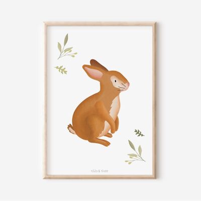Poster coniglietto per la cameretta dei bambini - poster per bambini cuccioli di animali conigli