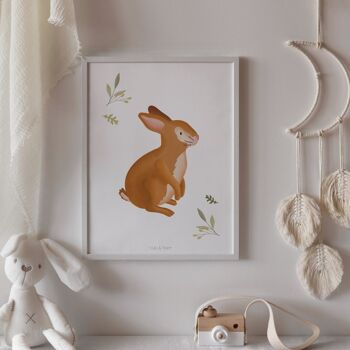 Poster lapin chambre enfant - poster enfant bébés animaux lapins 4