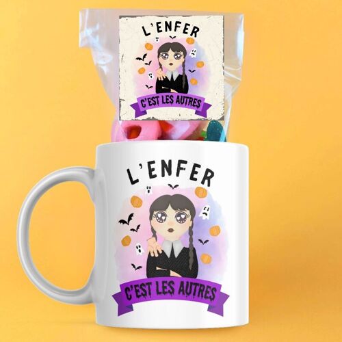 Mug gourmand bonbons Halloween - L'enfer c'est les autres