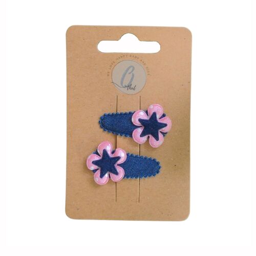 Baby hair clip jeans with flower and star
