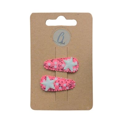 Baby hair clip petits fleurs pink with star