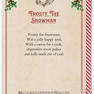 Carte de Noël grossière - Frosty le bonhomme de neige