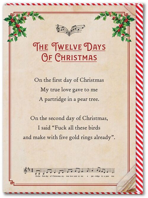 Rude Christmas Card - Twelve Days Of Christmas