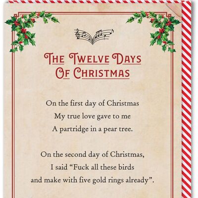 Cartolina di Natale scortese - Dodici giorni di Natale