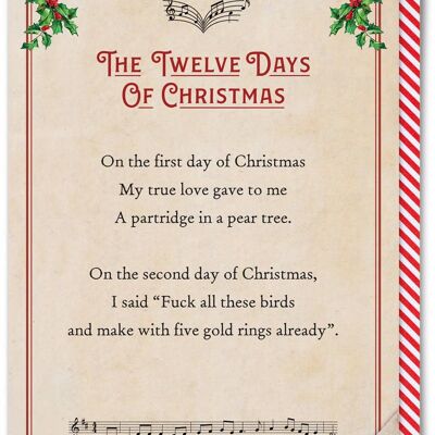 Rude Christmas Card - Twelve Days Of Christmas