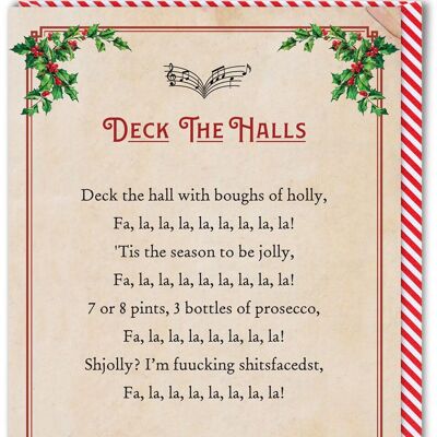 Tarjeta de Navidad grosera - Deck The Halls