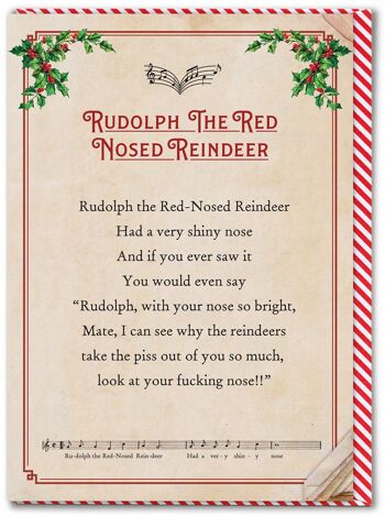 Carte de Noël grossière - Rudolph le renne au nez rouge 1