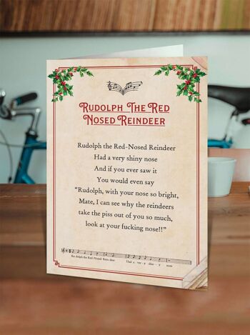 Carte de Noël grossière - Rudolph le renne au nez rouge 2