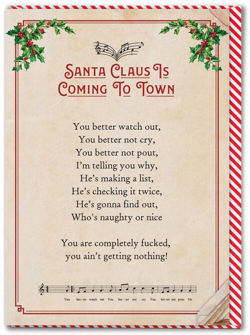 Rude Christmas Card - Santa Claus Is Coming To Town