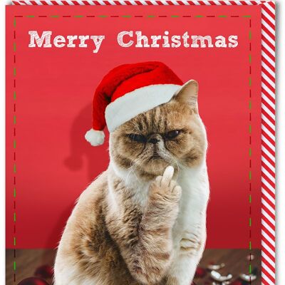 Tarjeta de Navidad grosera - Feliz Navidad Dedo de Gato