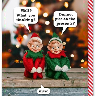 Unhöfliche Weihnachtskarte – Freche Elfen