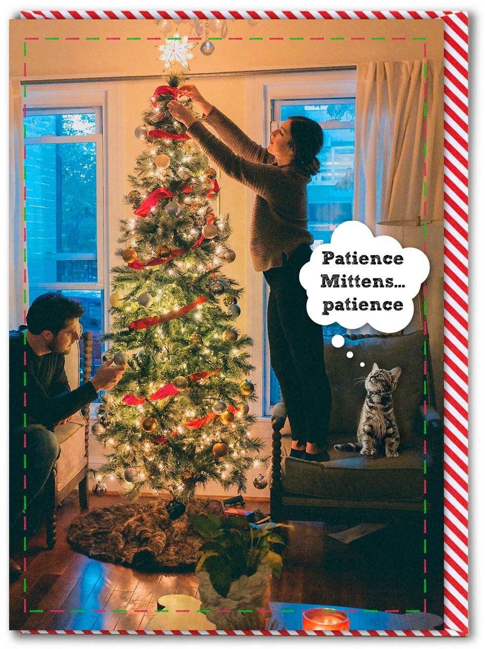 Lustige Weihnachtskarte – Patience Fäustlinge Patience