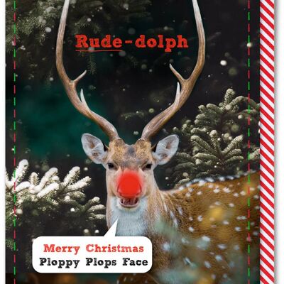 Carte de Noël amusante - Rude-Dolph