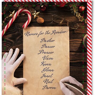 Tarjeta de Navidad divertida - Nombres de renos